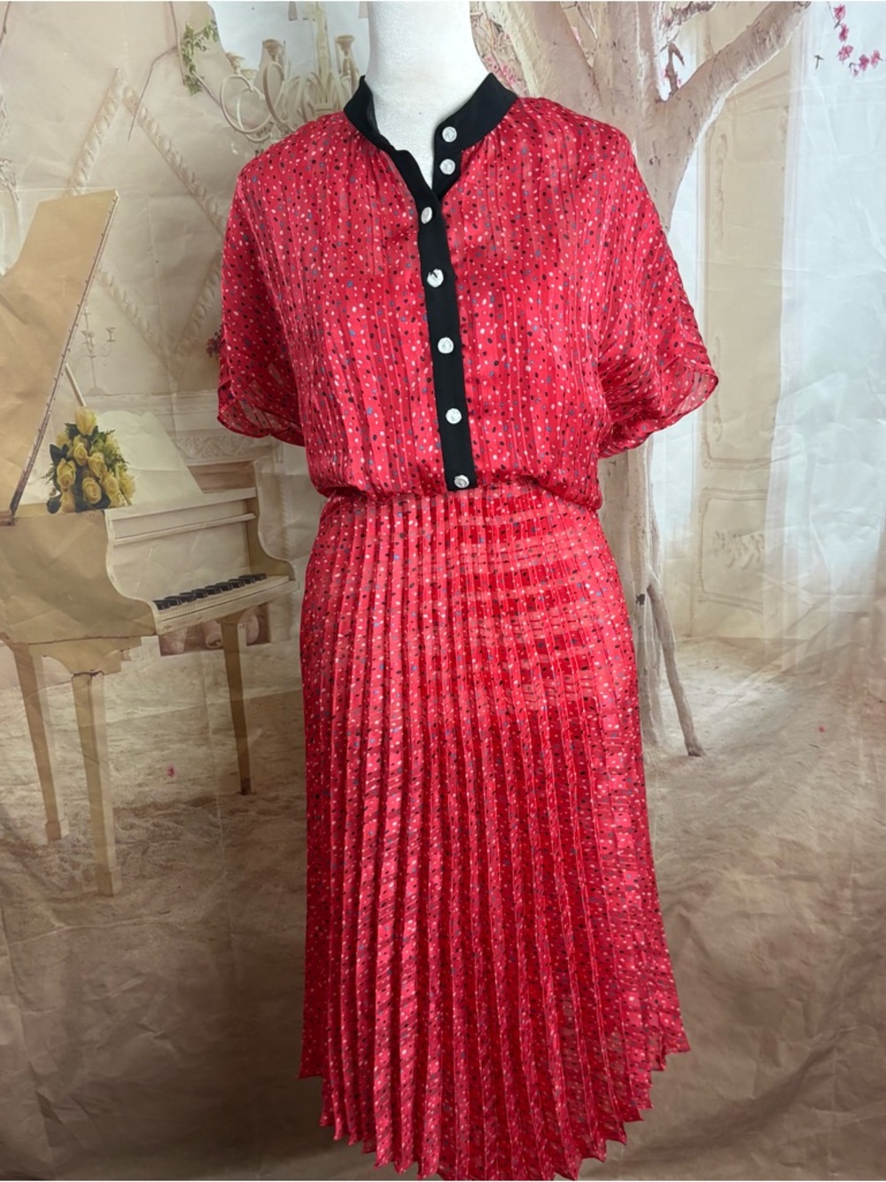 NEW Coach Ted Dot Pleated Fit Flare dress - Picture 2 of 12